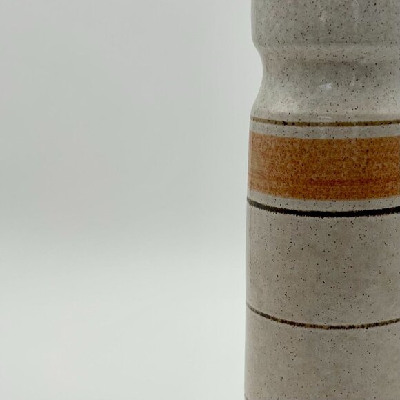 Vintage Pottery Craft Vase With Orange & Brown Stripes - Picture 5 of 6